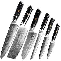 Набор ножей Spetime Damascus 6-Pieces Kitchen Knife Set (6 ножей) (DA05KN6) (Черный) — фото